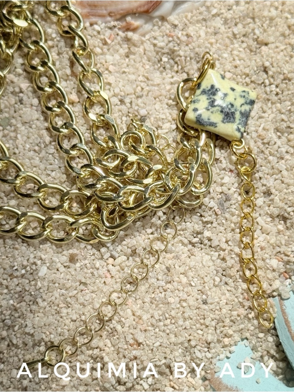CHUNKY YELLOW TURQUOISE PENDANT NECKLACE - Picture 2 of 3
